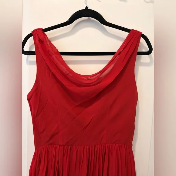 Moulinette Soeurs Gracia Dress Size 8 Red Silk Chiffon Anthropologie - Picture 9 of 10
